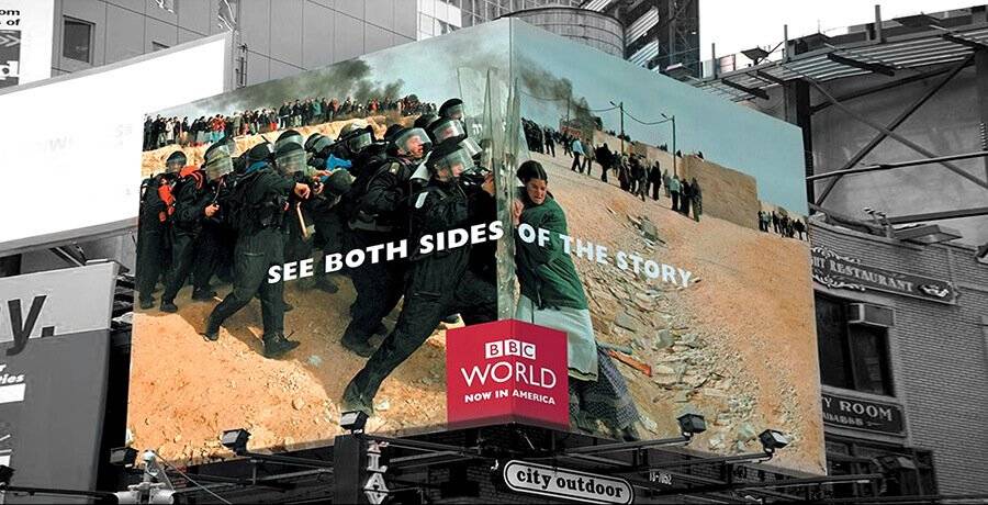 BBC World see both sides of the story billboard advertisement